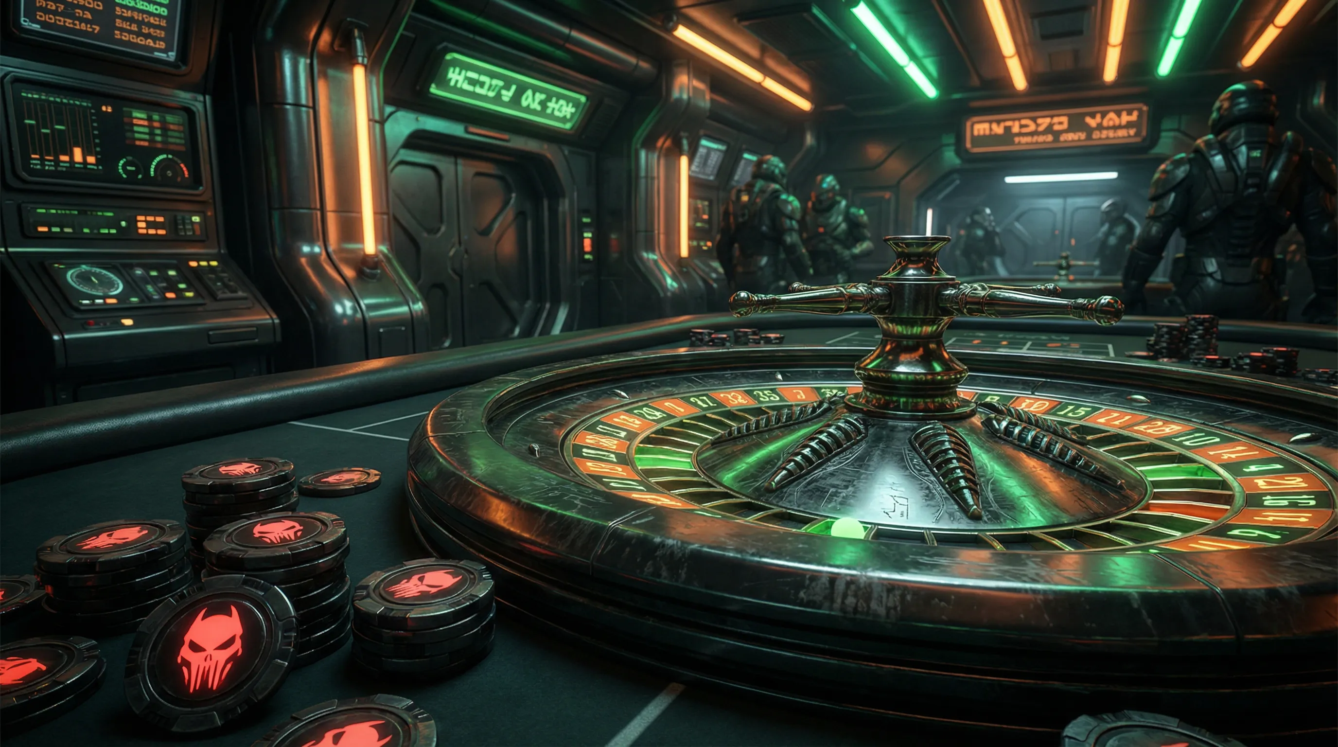 Roleta Galáctica - Roda de roleta com design biomecânico alienígena